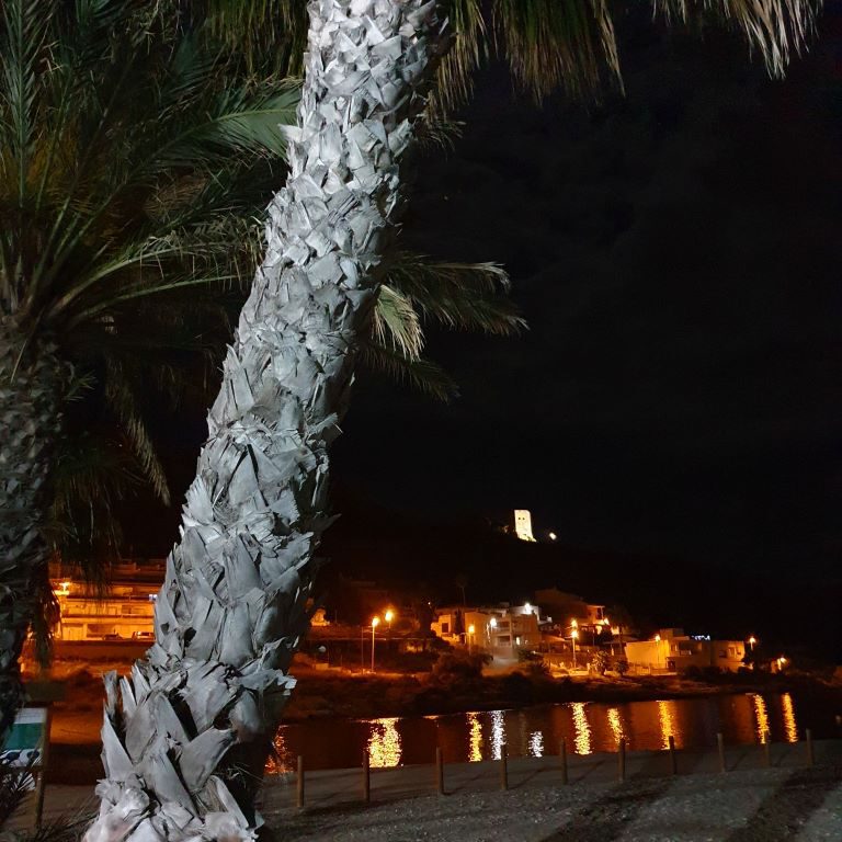 La Azohia Plaza Juan Predes NightView up to Torre de Santa ElenA