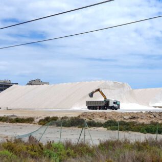 Salines de Santa Pola Salt Mountain - the Excavator & the Truck for Size ComparisoN