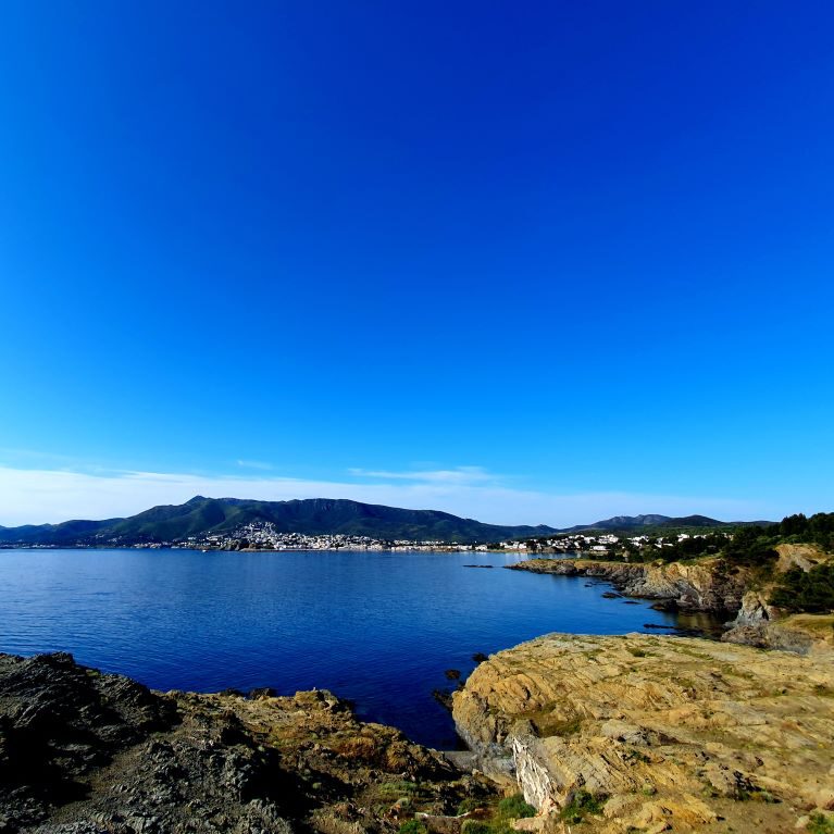 View from Punta del Cap Ras to the right headland and Llancà